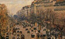 Обсуждение картины Камиля Писсарро «Бульвар Монмартр в дождь»